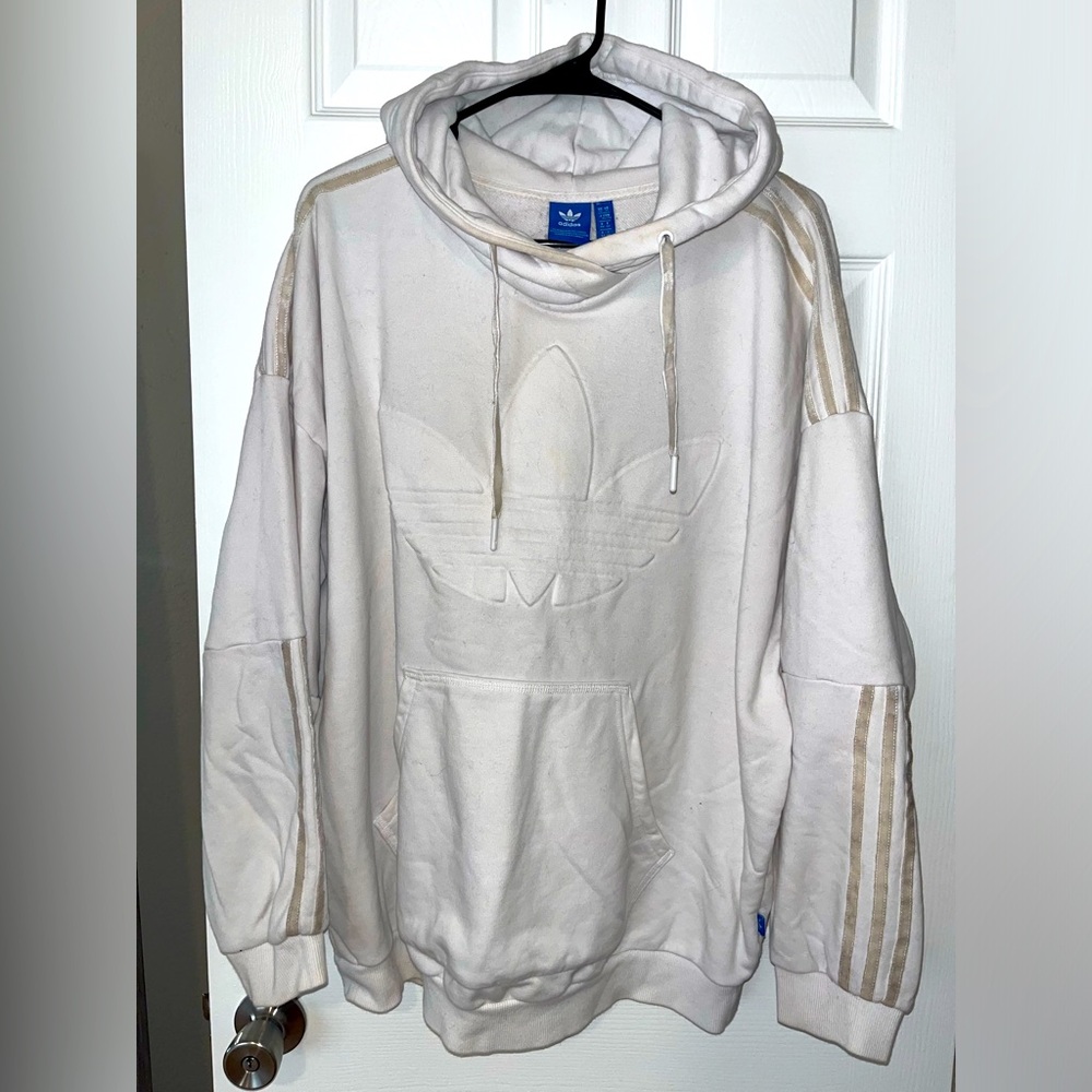 Off White Adidas Velvet Striped Women’s Cozy Hoodie